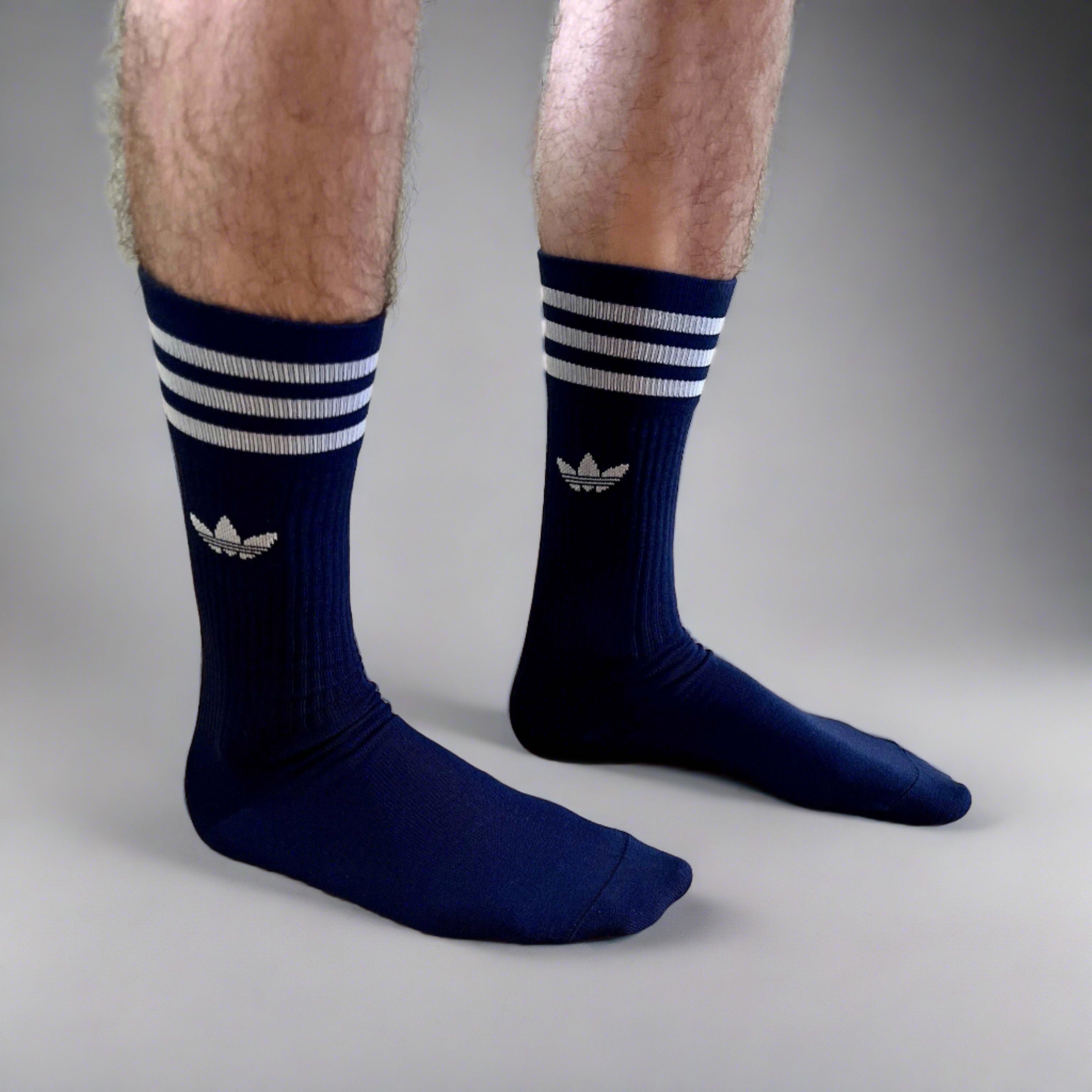 Adidas Crew Socks - Navy Blue & White